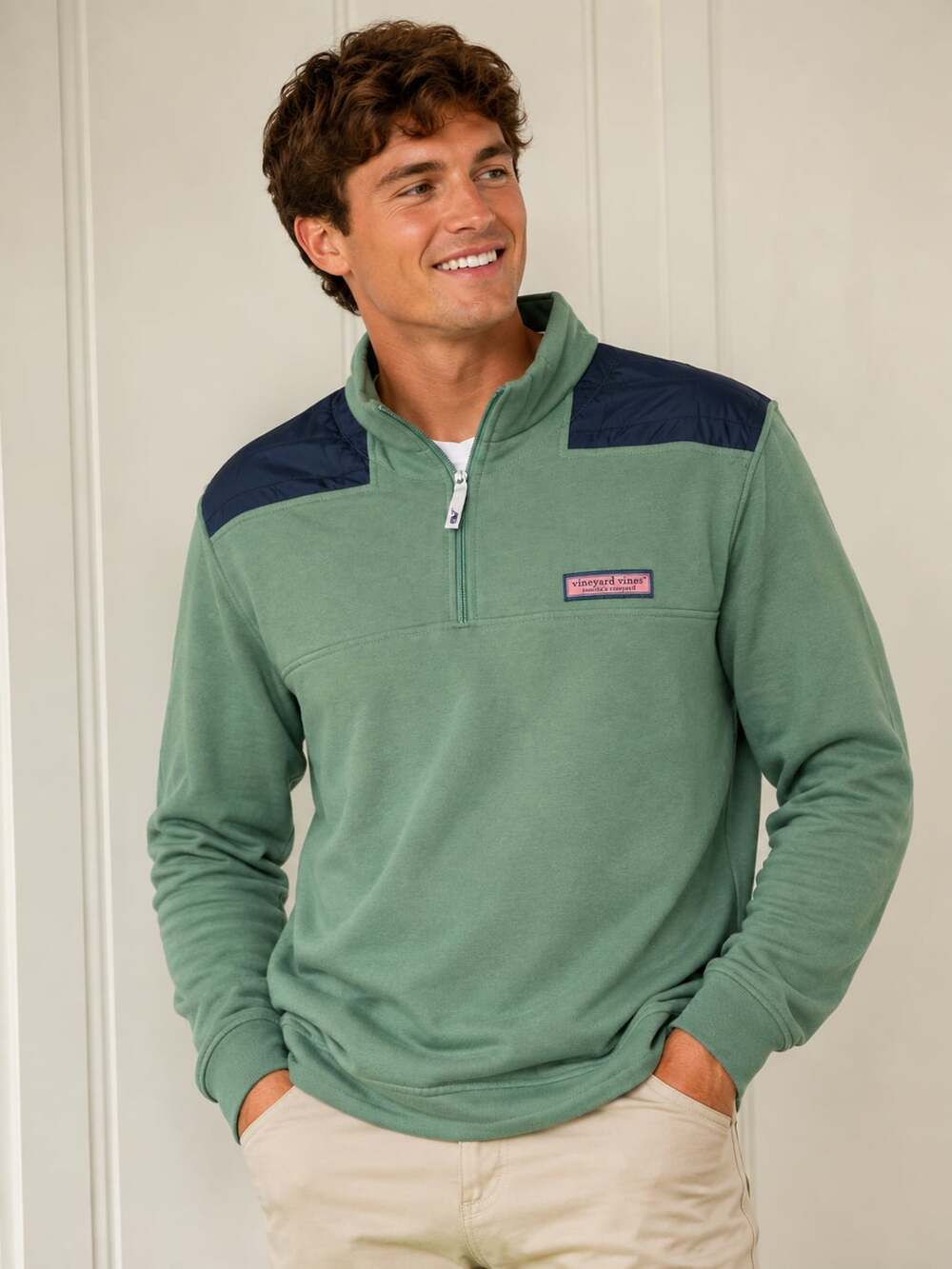 Vineyard Vines Shep Shirt Size M Green 1/4 Zip Pullover